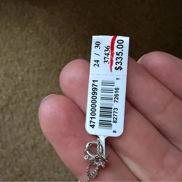 white gold plated black and white diamonds Eiffel Tower pendant necklace - Picture 2 of 6